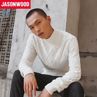 Jasonwood khẳng định trên người đàn ông của tôi jacquard nửa cao cổ áo len nam mùa thu và mùa đông xu hướng tính cách lỏng áo len áo len cổ tròn