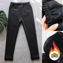 Winter pro-zipped gush leather pants girl Korean version black plus suede lady winter dress outside wearing thick underpants