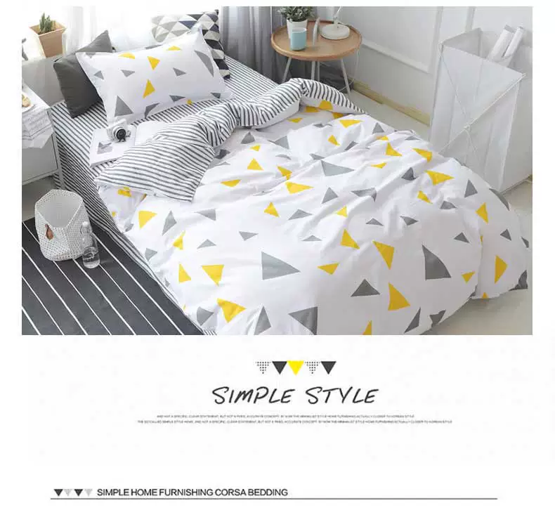 Bông cotton Bắc Âu ba mảnh 1,5 m bộ đồ giường ký túc xá chăn sinh viên bé chăn đơn - Quilt Covers