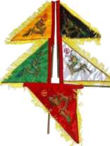 Temple Dragon Flag Dragon Flag Embroidery Triangle Dragon Flag Ancient Dress Banner Double Face Gold Embroidered Dragon Shaped Pattern Upscale Buddha Statue Five Square Gas Whole Set