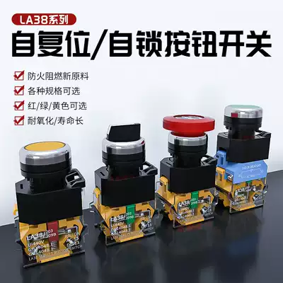 LA38-11BN flat button switch 11X2 Z self-locking knob 11DN with light self-reset button switch 22mm