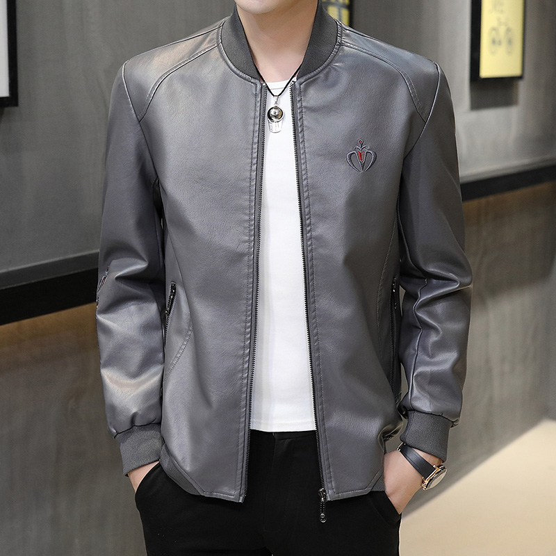 Leather men's coat spring and autumn Korean version handsome trend men's clothing 2020 new casual lapel motorcycle leather jacket