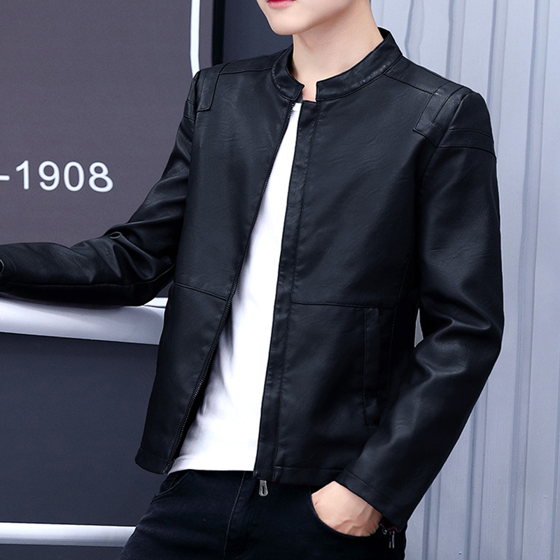 Men's leather coat jacket 2020 new autumn fit Han version Body Trend Handsome air jacket Spring and autumn season thin leather jacket