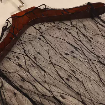 Perspective thin lace base shirt female spring and autumn foreign style new long sleeve black yarn mesh sexy mesh top