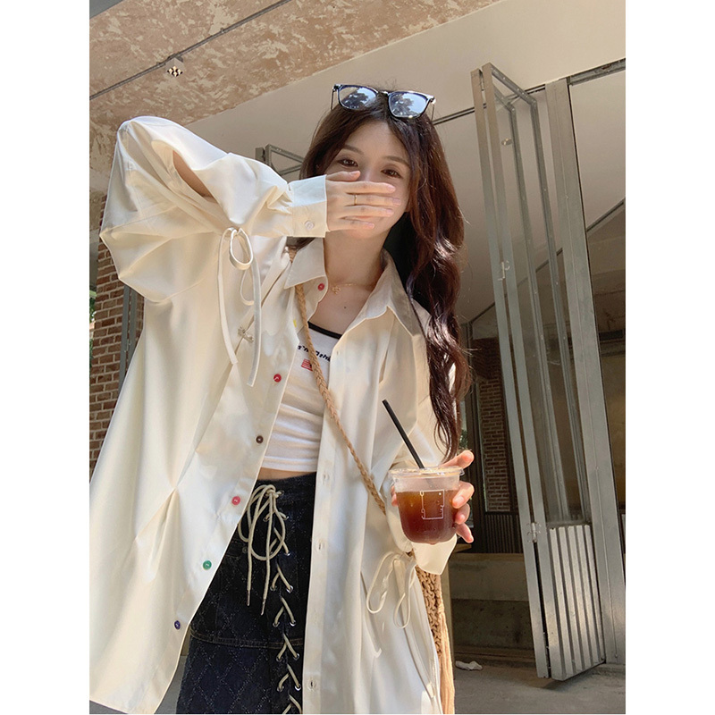 Fat Sister's Spring and Summer Sun Protection Colorful Button Long-Sleeved Shirt Jacket Women's 2026 New Cardigan Shirt Top