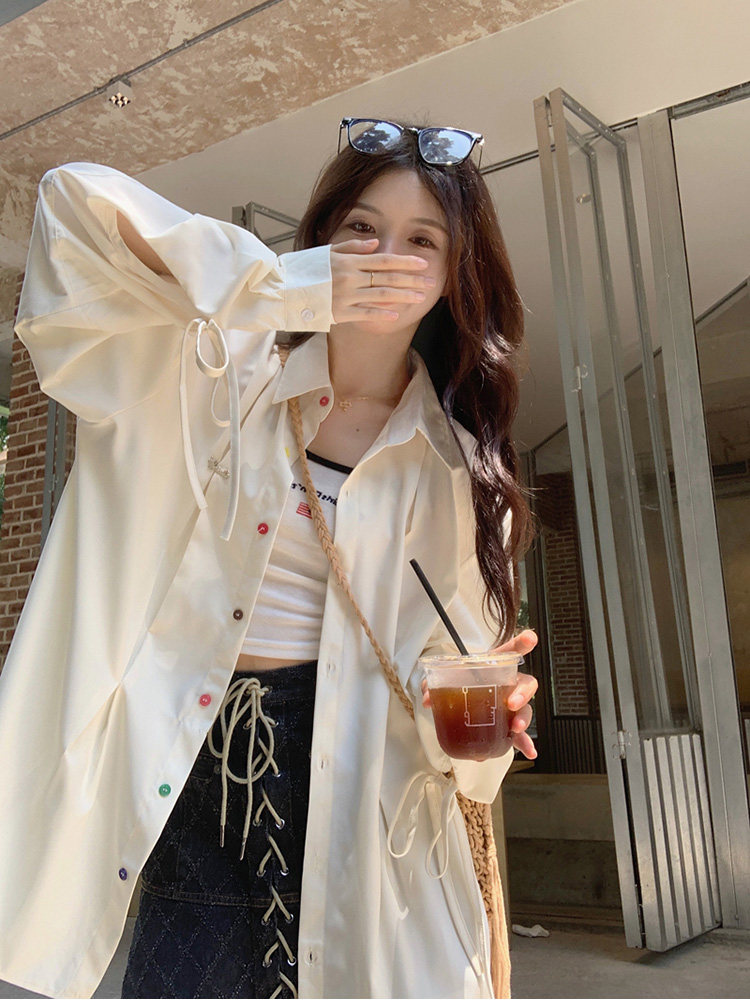 2026 New Arrival Plus Size Long Sleeve Cardigan Blouse – UV Protective, Colorful Button Details, Casual Open Front Top for Summer