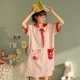 Bộ đồ ngủ nữ cotton tinh khiết phong cách công chúa mùa hè ngắn tay phong cách hàn quốc dễ thương đồ ngủ mặc nhà nữ có thể mặc rộng rãi học sinh - Đêm đầm