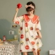 Bộ đồ ngủ bằng cotton tinh khiết nữ đại học phong cách mùa hè ngắn tay phong cách Hàn Quốc dễ thương phục vụ tại nhà đồ ngủ nữ có thể mặc rộng rãi sinh viên - Đêm đầm