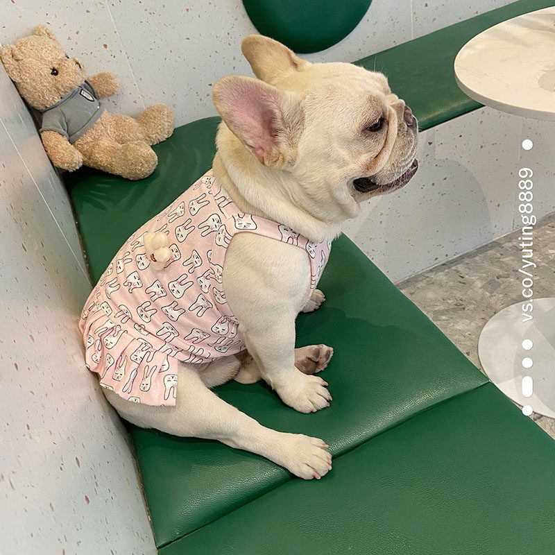 Fat Dog Bago Bulldog All-cotton rabbit cartoon cute dress comfortable vest small dog pet