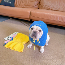 Warm pet hat for dogs autumn and winter woolen hat French Bulldog Corgi Schnauzer Maltese small and medium-sized dog scarf