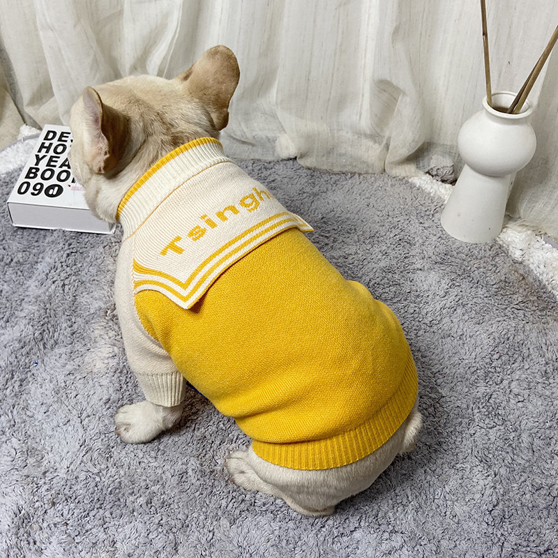 Net red law clothes autumn and winter pet sweater Teddy than Bermi small dog warm knitting shirt tide