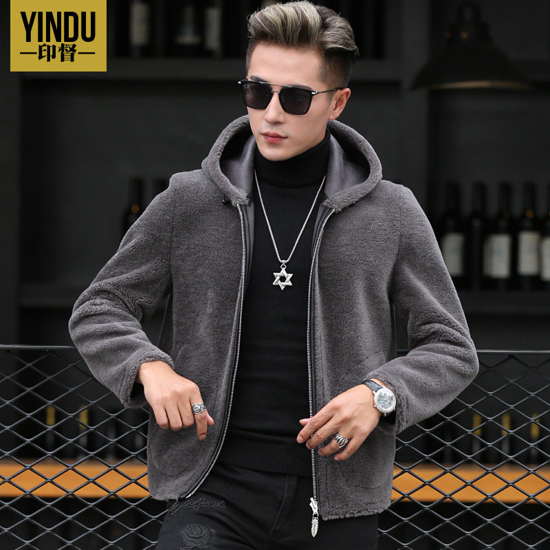 Haining Winter Tandem Hat Goat Cut Down Big Coat Short And Goat Plush Coat Leather Grass Breaking Code