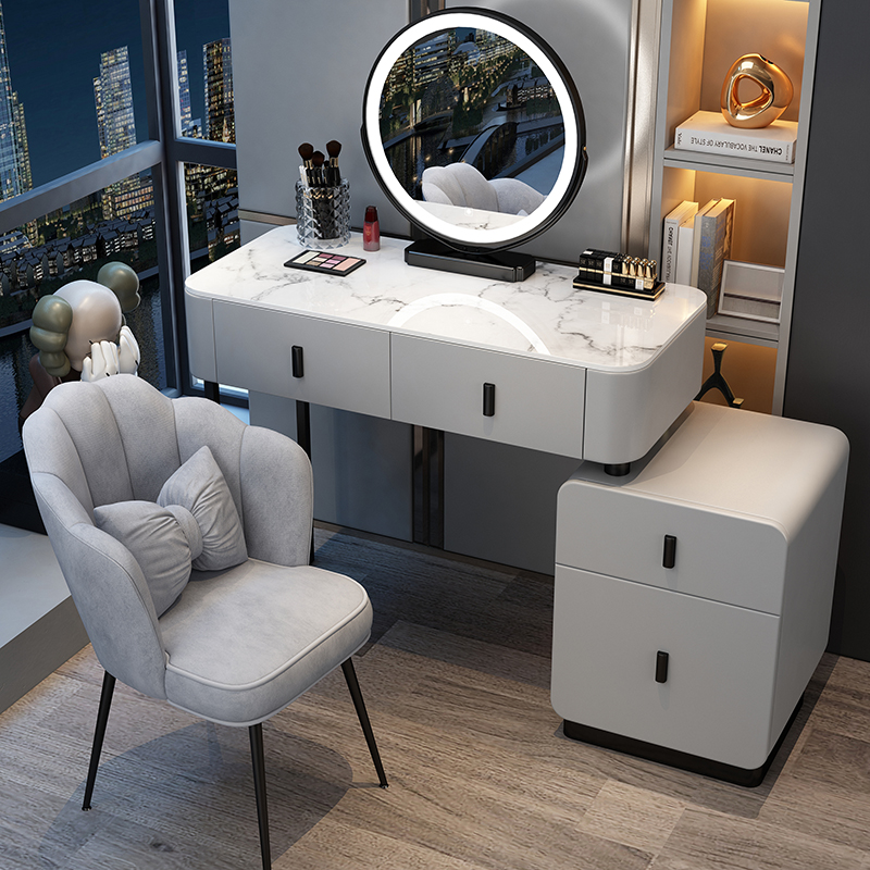 Rock Board Solid Wood Dresser bedroom modern minimalist Makeup Desk Light Lavish Superior Sense Contained cabinet Makeup Table JH-Taobao