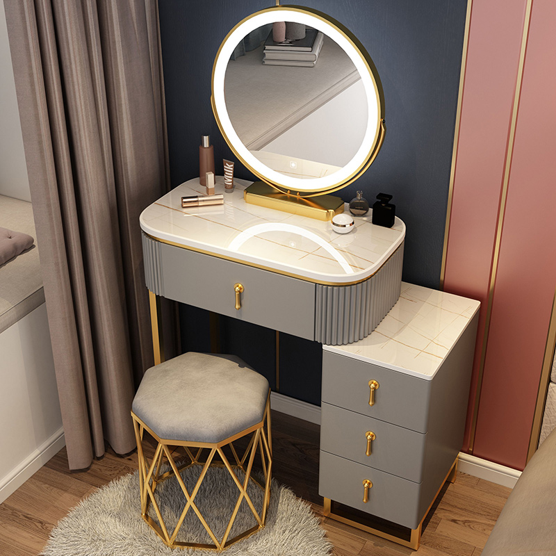 Light luxury board makeup cabinet integrated women's bedroom modern simple makeup table small apartment multi-functional