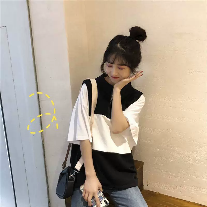 Áo thun ngắn tay nữ hai dây mùa hè top top mù tạt xanh bơ xanh matcha xanh nữ 2019 làn sóng mới - Áo phông