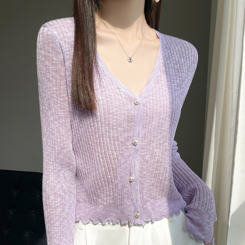 Sun Protection Clothing for Women, Summer Thin Camisole Dress, Outer Cover-Up, Air Conditioning Shirt, Fairy Ice Silk Knitted Cardigan, Shawl