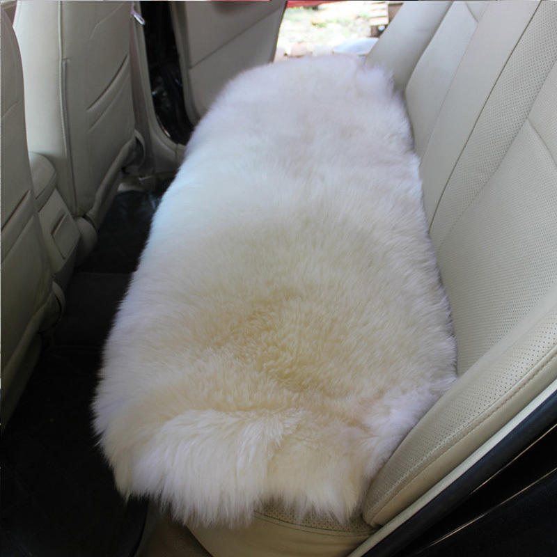 Australian Pure Wool Car Rear Seat Cushion Long Seat Cushion Without Backrest Fur Integrated Winter Single Seat Rear Seat Cushion to Heattech