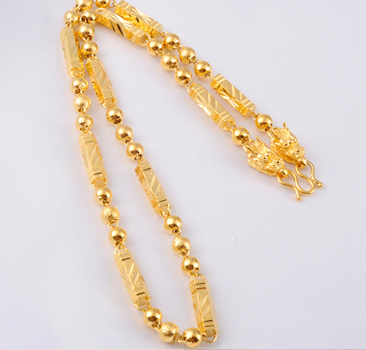 Sand gold jewelry authentic 999 Vietnam sand gold necklace men's gold color solid thick long-lasting pure gold