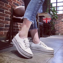 Diamond small white shoes female 2020 new Korean version of leather thick soled casual Joker students lazy sneakers tide