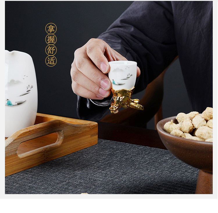 Ликер Cup 网红陶瓷十二生肖酒具家用白酒杯中式12只小酒杯子分酒器送礼套装