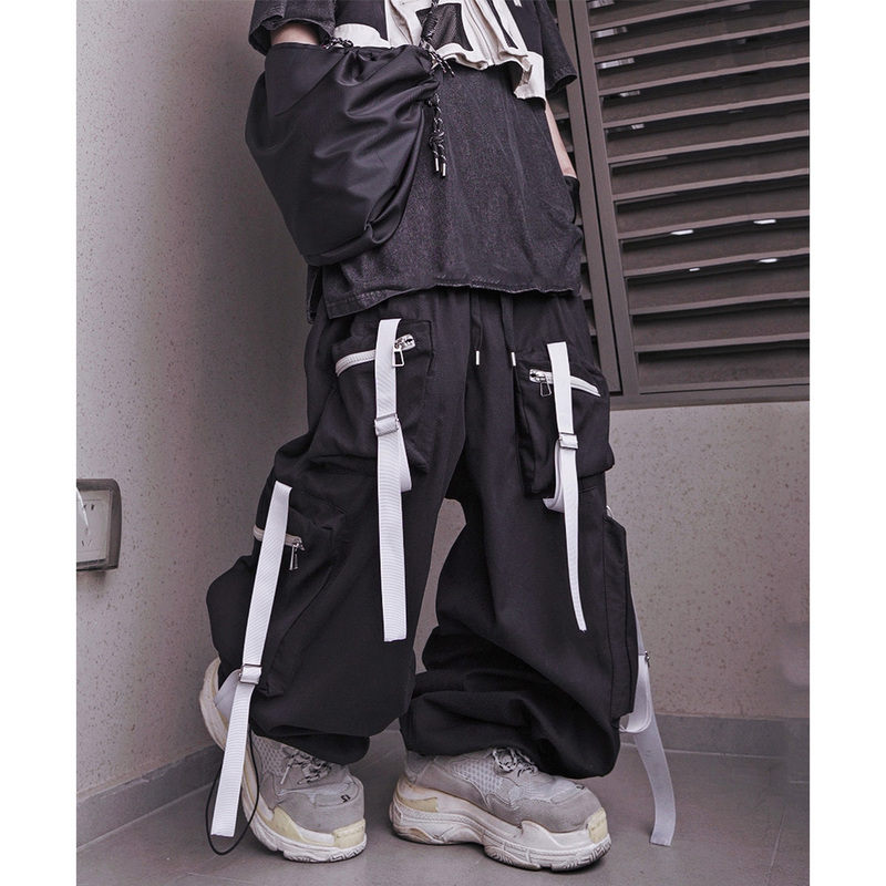 Uucscc Hip-Hop High Street American-Style Wide-Leg Jogger Pants Trendy Brand Loose Multi-Pocket Workwear Casual Sports Pants for Men