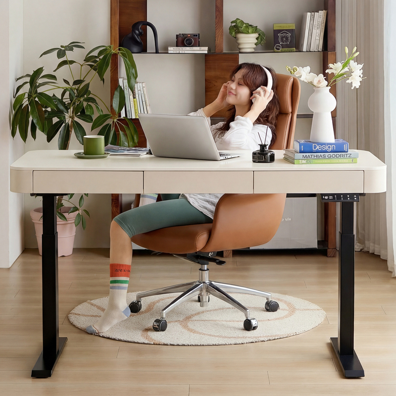Electric Lift Table, Computer Desk, Home Office Desk with Drawer, Workbench, Study Table, Desk, Smart Gaming Table