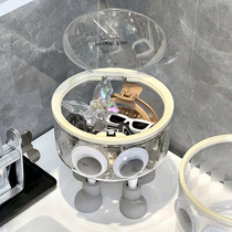 A box for jewelry and hair accessories on the bathroom sink. Large-capacity hairpin hairpin and rubber band storage box with lid.