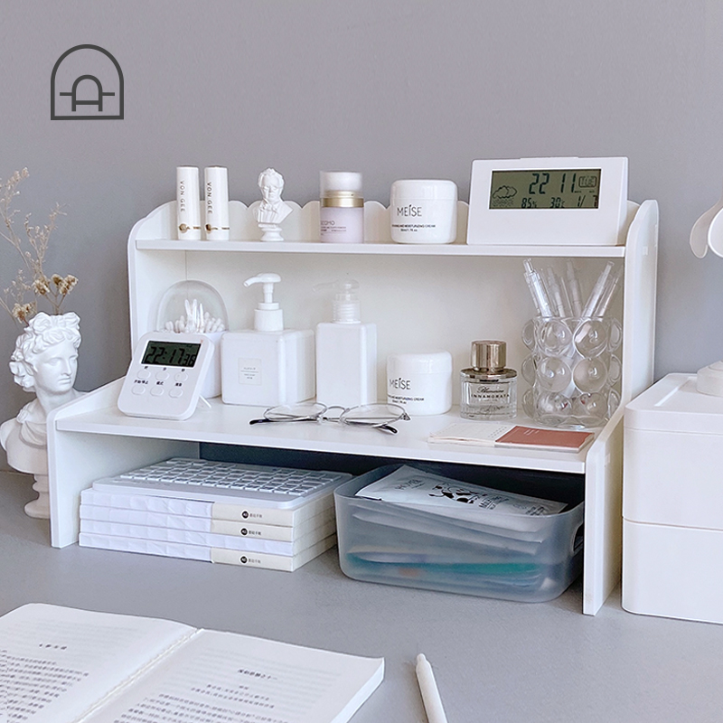 Donghains Desktop minimalist Double-layer shelve Students Large capacity Housed Dormitory Book Shelf containing shelf