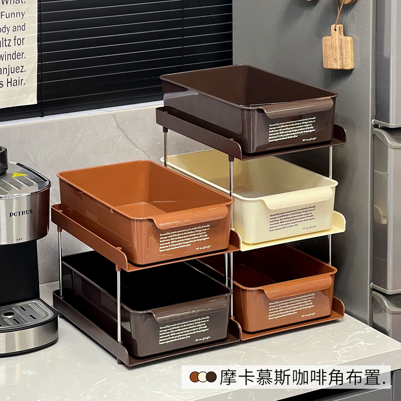 Used Coffee Corner Setup with Coffee Capsule and Tea Bag Storage Box, Desktop Sideboard Countertop Storage, Snack Organizer