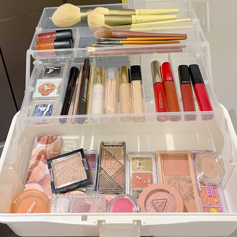 Dongha makeup brush storage dustproof portable art storage box makeup storage box to go out layered to carry cosmetics
