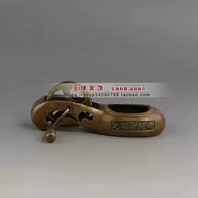 Retro old pure copper brass carpenter ink fountain Woodworking scriber set round square rules Copper ornaments