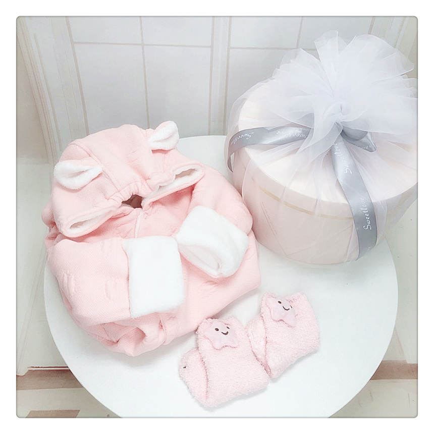 Hộp quà sơ sinh cho bé sơ sinh mùa đông cho bé áo khoác cotton dày jumpsuit hafu quà trăng rằm quần áo sơ sinh