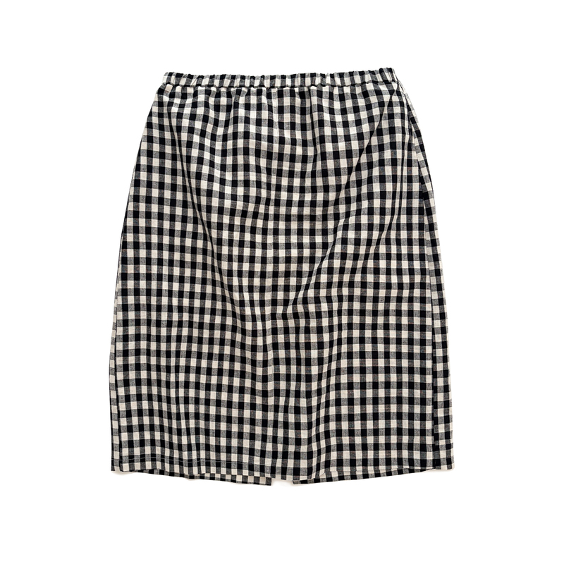 Create Works Linen Black and White Plaid Skirt