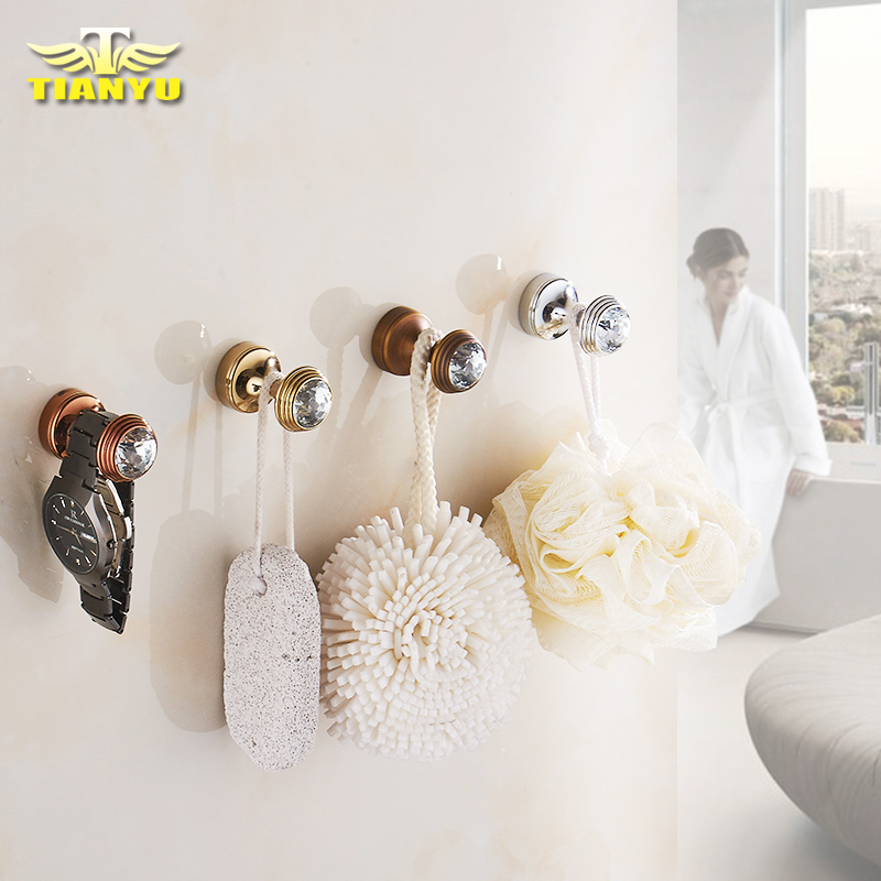 European style hook single hook Golden clothes hook Door guard student bathroom Crystal single coat hook Wall hanging clothes