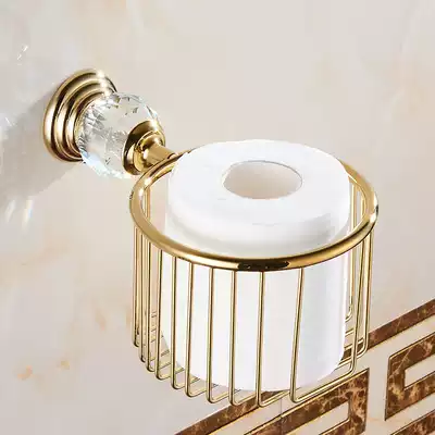 Crystal gold-plated color tissue box Toilet paper box Tissue holder Reel toilet paper holder Tissue basket Reel toilet paper holder Toilet can be free from punching