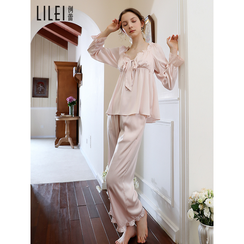 Ice Filament Nightgown Lady Sleeve Self-sleeved Courtyard Spring and Fall Palace Festival Retrospective Sweet Sexy Subtractive Household Summer