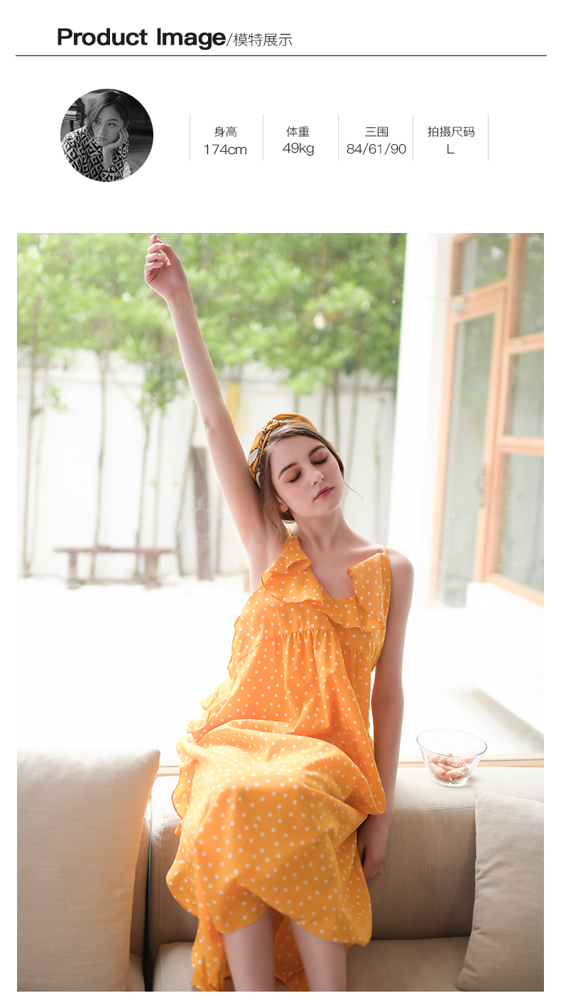 Ví dụ lei đồ ngủ nữ mùa hè nightdress băng lụa phần dài tươi và lỏng phiên bản Hàn Quốc của các dịch vụ nhà có thể mặc sóng ngọt điểm