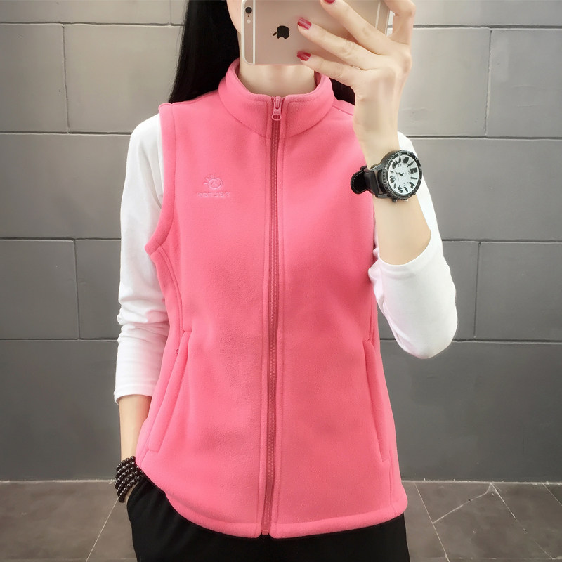 Outdoor women's stand collar fleece vest warm polar fleece vest thickened cardigan fleece vest vest jacket women