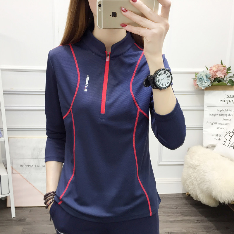 New Pint Outdoor Speed Dry Jersey Woman Long Sleeve Standing Collar Sun Protection Sport Running Climbing Suit Breathable Quick Dry Clothing T-shirt Woman