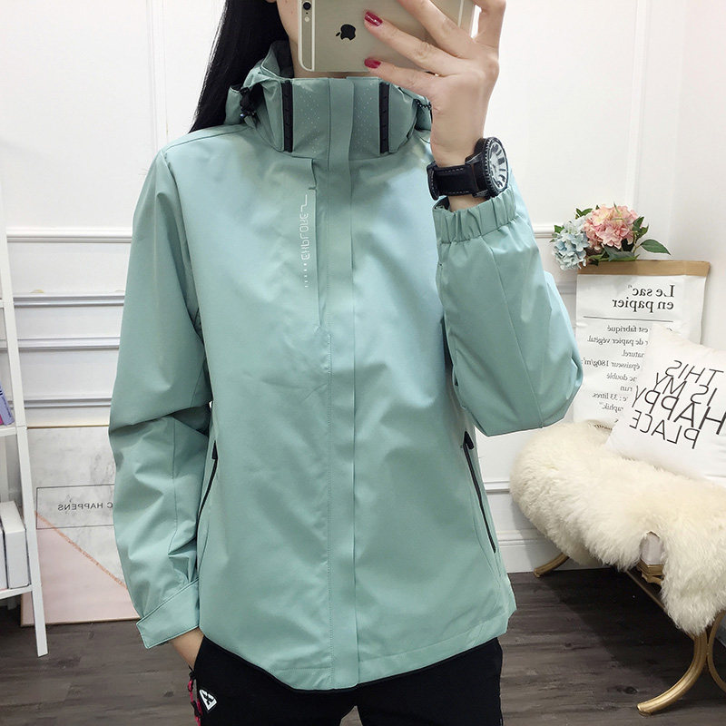 Outdoor submachine women's two sets windproof and waterproof three-in-one detachable jacket plus suede Korean version for men's wave