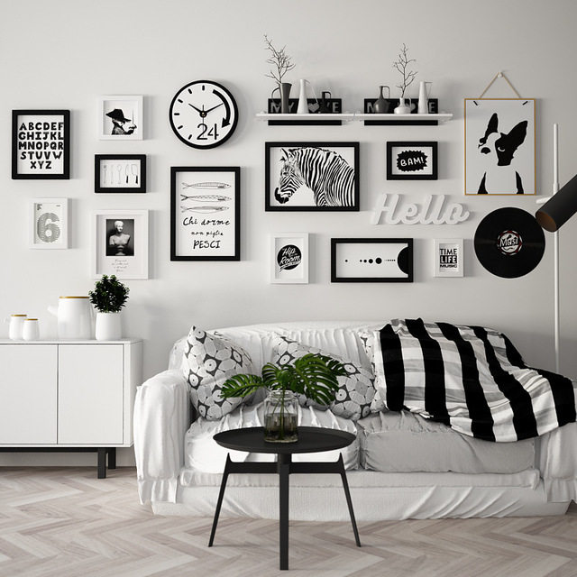 Modern minimalist Twin Racks Watch Combo Photos Frame Hanging Wall Living-room Background Wall Photo Wall Decorative Album Wall-Taobao