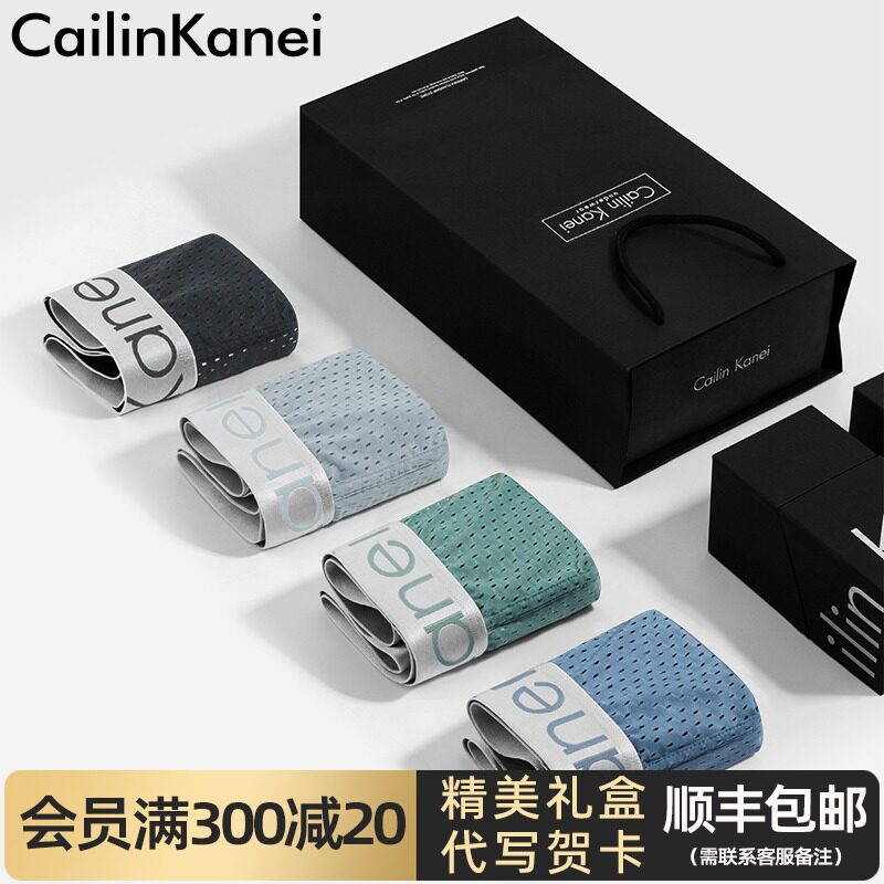 Cailin kanei men's underwear male ice silk cotton rise pants slim boy boxers v ck п