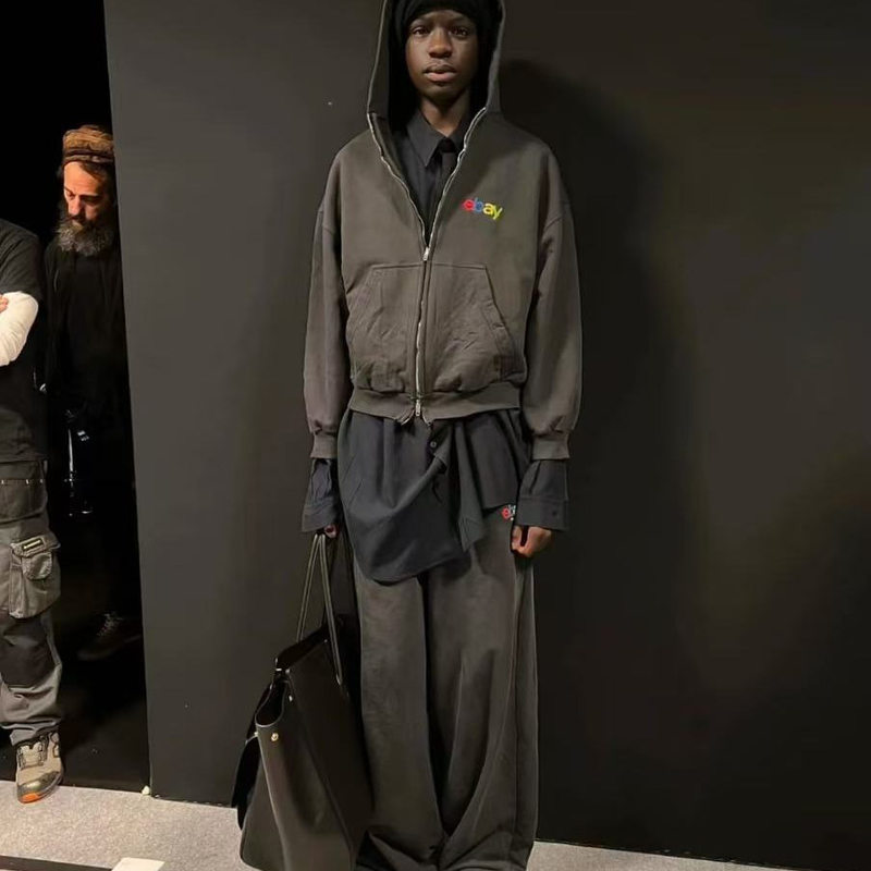 {Top Men's Suit}.24Winter Ebay Suit Show-Style Colorful Embroidered Washed Sweatshirt Hooded Jacket