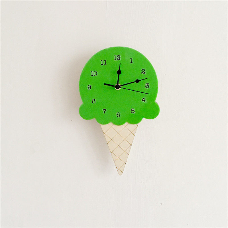 Ice Cream Rabbit Wood Children's Room Silent Pendulum Wooden Wall Decoration Pendant Clock_voghion.com