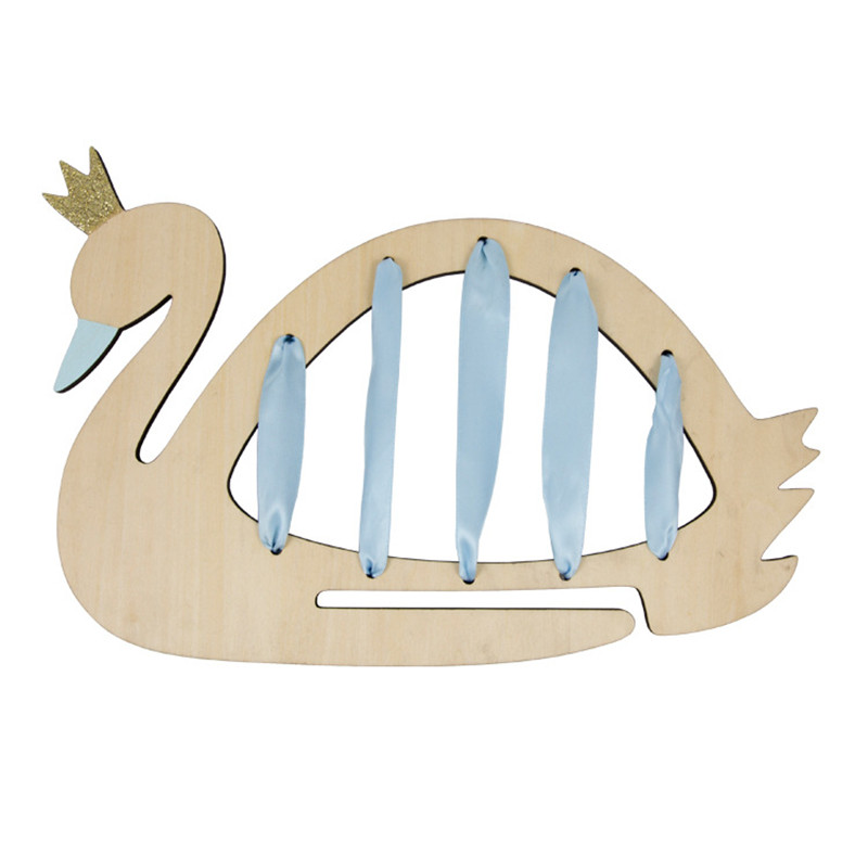 Forcina per gioielli in legno di cigno con corda ad anello per riporre decorazioni da appendere alla parete della camera dei bambini_voghion.com