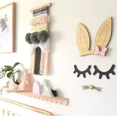ins Nordic style home folding ear rabbit eyelash wall sticker companion children's gift children's clothing store wall decoration props