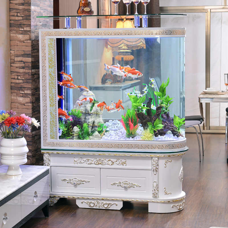 Eurostyle Subwarhead Fish Tank Aquarium Baking Varnish Cabinet Living Room Eco-Free Water Golden Dragon Big Fish Tank Building Screen