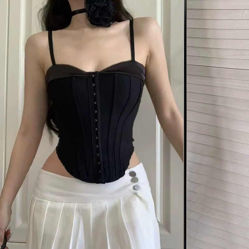 Европейский и американский стиль топ с V-образным вырезом, sexy, косточками, обтягивающий, черный, неровные брители, женские основа инструмент