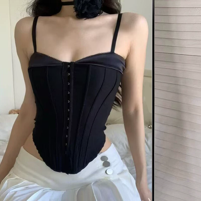 Европейский и американский стиль топ с V-образным вырезом, sexy, косточками, обтягивающий, черный, неровные брители, женские основа инструмент