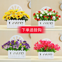 Simulation fake flower Silk Bouquet wall-mounted flower fence set indoor living room wall decoration floral hanging basket flower ornaments